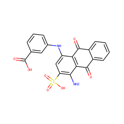 Nc1c(S(=O)(=O)O)cc(Nc2cccc(C(=O)O)c2)c2c1C(=O)c1ccccc1C2=O ZINC000013509468