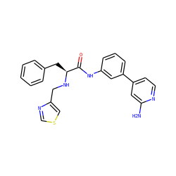 Nc1cc(-c2cccc(NC(=O)[C@H](Cc3ccccc3)NCc3cscn3)c2)ccn1 ZINC000084691032