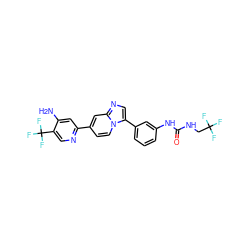 Nc1cc(-c2ccn3c(-c4cccc(NC(=O)NCC(F)(F)F)c4)cnc3c2)ncc1C(F)(F)F ZINC000169704695