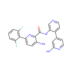 Nc1cc(-c2ccncc2NC(=O)c2nc(-c3c(F)cccc3F)ccc2N)ccn1 ZINC000147065413