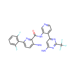 Nc1cc(-c2ccncc2NC(=O)c2nc(-c3c(F)cccc3F)ccc2N)nc(C(F)(F)F)n1 ZINC000203754945