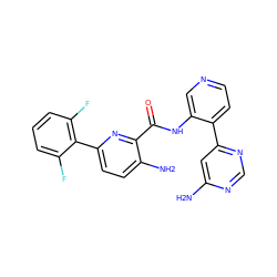 Nc1cc(-c2ccncc2NC(=O)c2nc(-c3c(F)cccc3F)ccc2N)ncn1 ZINC000147215387