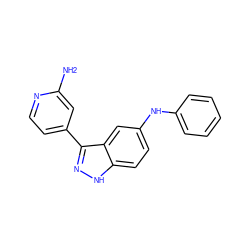 Nc1cc(-c2n[nH]c3ccc(Nc4ccccc4)cc23)ccn1 ZINC001772592213