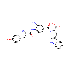 Nc1cc(C(=O)N[C@@H](Cc2c[nH]c3ccccc23)C(=O)O)ccc1NC(=O)[C@@H](N)Cc1ccc(O)cc1 ZINC000299857925