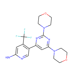 Nc1cc(C(F)(F)F)c(-c2cc(N3CCOCC3)nc(N3CCOCC3)n2)cn1 ZINC000043154039