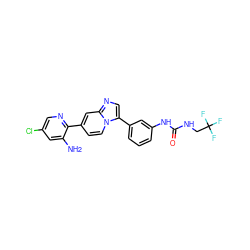 Nc1cc(Cl)cnc1-c1ccn2c(-c3cccc(NC(=O)NCC(F)(F)F)c3)cnc2c1 ZINC000139607328