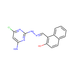 Nc1cc(Cl)nc(N/N=C/c2c(O)ccc3ccccc23)n1 ZINC000004452462