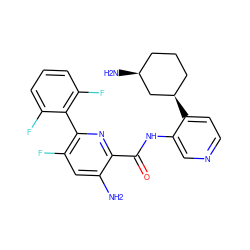 Nc1cc(F)c(-c2c(F)cccc2F)nc1C(=O)Nc1cnccc1[C@@H]1CCC[C@H](N)C1 ZINC000140231591