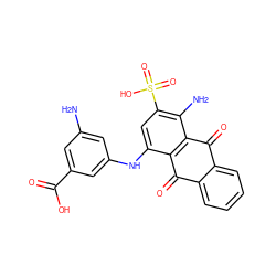 Nc1cc(Nc2cc(S(=O)(=O)O)c(N)c3c2C(=O)c2ccccc2C3=O)cc(C(=O)O)c1 ZINC000040431006