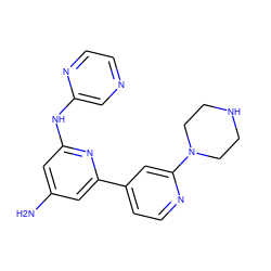 Nc1cc(Nc2cnccn2)nc(-c2ccnc(N3CCNCC3)c2)c1 ZINC000084704958