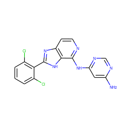 Nc1cc(Nc2nccc3nc(-c4c(Cl)cccc4Cl)[nH]c23)ncn1 ZINC000118745378