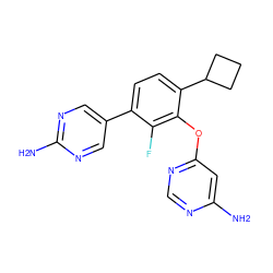 Nc1cc(Oc2c(C3CCC3)ccc(-c3cnc(N)nc3)c2F)ncn1 ZINC000212149993