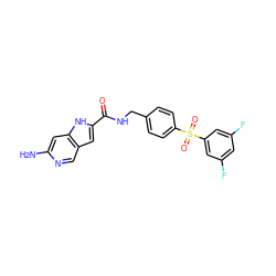 Nc1cc2[nH]c(C(=O)NCc3ccc(S(=O)(=O)c4cc(F)cc(F)c4)cc3)cc2cn1 ZINC000206002383