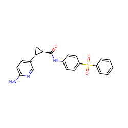 Nc1ccc([C@@H]2C[C@H]2C(=O)Nc2ccc(S(=O)(=O)c3ccccc3)cc2)cn1 ZINC000103241111