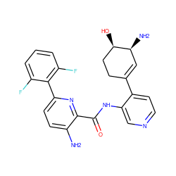 Nc1ccc(-c2c(F)cccc2F)nc1C(=O)Nc1cnccc1C1=C[C@H](N)[C@H](O)CC1 ZINC000140136777