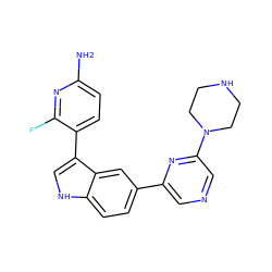 Nc1ccc(-c2c[nH]c3ccc(-c4cncc(N5CCNCC5)n4)cc23)c(F)n1 ZINC000073138087