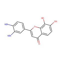 Nc1ccc(-c2cc(=O)c3ccc(O)c(O)c3o2)cc1N ZINC000013586391
