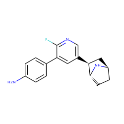 Nc1ccc(-c2cc([C@H]3C[C@H]4CC[C@H]3N4)cnc2F)cc1 ZINC000261084205