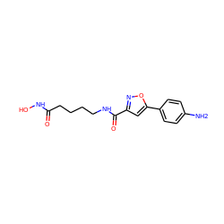 Nc1ccc(-c2cc(C(=O)NCCCCC(=O)NO)no2)cc1 ZINC000040894358