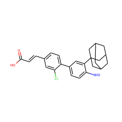 Nc1ccc(-c2ccc(/C=C/C(=O)O)cc2Cl)cc1C12CC3CC(CC(C3)C1)C2 ZINC000040874312