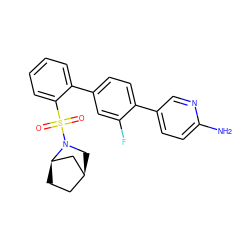 Nc1ccc(-c2ccc(-c3ccccc3S(=O)(=O)N3C[C@H]4CC[C@@H]3C4)cc2F)cn1 ZINC000218628268