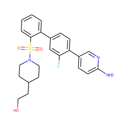 Nc1ccc(-c2ccc(-c3ccccc3S(=O)(=O)N3CCC(CCO)CC3)cc2F)cn1 ZINC000224748516