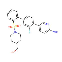 Nc1ccc(-c2ccc(-c3ccccc3S(=O)(=O)N3CCC(CO)CC3)cc2F)cn1 ZINC000224738006