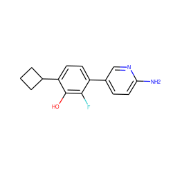Nc1ccc(-c2ccc(C3CCC3)c(O)c2F)cn1 ZINC000224551815