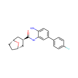 Nc1ccc(-c2ccc(F)cc2)cc1NC(=O)[C@H]1C[C@@H]2CC[C@H](C1)O2 ZINC000584904847