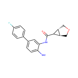 Nc1ccc(-c2ccc(F)cc2)cc1NC(=O)C1[C@@H]2COC[C@@H]12 ZINC000142949240