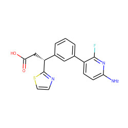 Nc1ccc(-c2cccc([C@@H](CC(=O)O)c3nccs3)c2)c(F)n1 ZINC001772651804