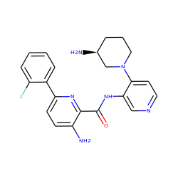 Nc1ccc(-c2ccccc2F)nc1C(=O)Nc1cnccc1N1CCC[C@H](N)C1 ZINC000103237630