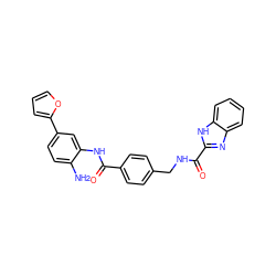 Nc1ccc(-c2ccco2)cc1NC(=O)c1ccc(CNC(=O)c2nc3ccccc3[nH]2)cc1 ZINC000148700218