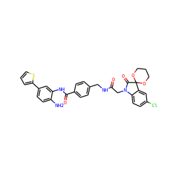 Nc1ccc(-c2cccs2)cc1NC(=O)c1ccc(CNC(=O)CN2C(=O)C3(OCCCO3)c3cc(Cl)ccc32)cc1 ZINC001772633355