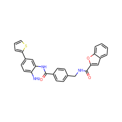 Nc1ccc(-c2cccs2)cc1NC(=O)c1ccc(CNC(=O)c2cc3ccccc3o2)cc1 ZINC000205547778