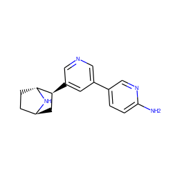 Nc1ccc(-c2cncc([C@H]3C[C@H]4CC[C@H]3N4)c2)cn1 ZINC000473136203