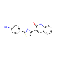 Nc1ccc(-c2nc(-c3cc4ccccc4[nH]c3=O)cs2)cc1 ZINC000014974768