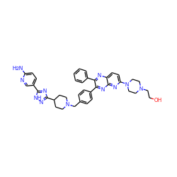 Nc1ccc(-c2nc(C3CCN(Cc4ccc(-c5nc6nc(N7CCN(CCO)CC7)ccc6nc5-c5ccccc5)cc4)CC3)n[nH]2)cn1 ZINC000049832770