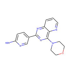 Nc1ccc(-c2nc(N3CCOCC3)c3ncccc3n2)cn1 ZINC000103255547