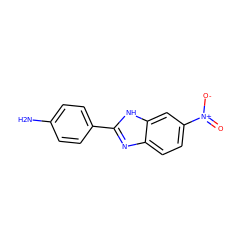 Nc1ccc(-c2nc3ccc([N+](=O)[O-])cc3[nH]2)cc1 ZINC000013152576