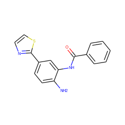 Nc1ccc(-c2nccs2)cc1NC(=O)c1ccccc1 ZINC000049088299