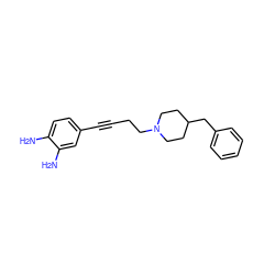 Nc1ccc(C#CCCN2CCC(Cc3ccccc3)CC2)cc1N ZINC000013798578