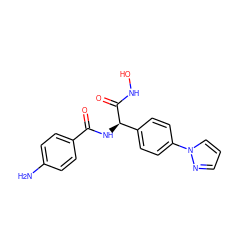 Nc1ccc(C(=O)N[C@@H](C(=O)NO)c2ccc(-n3cccn3)cc2)cc1 ZINC000223256432