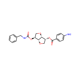 Nc1ccc(C(=O)O[C@@H]2CO[C@@H]3[C@@H](OC(=O)NCc4ccccc4)CO[C@H]23)cc1 ZINC000045286550