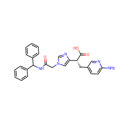 Nc1ccc(C[C@@H](C(=O)O)c2cn(CC(=O)NC(c3ccccc3)c3ccccc3)cn2)cn1 ZINC000035934924