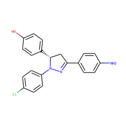 Nc1ccc(C2=NN(c3ccc(Cl)cc3)[C@H](c3ccc(O)cc3)C2)cc1 ZINC000299824328