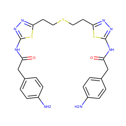 Nc1ccc(CC(=O)Nc2nnc(CCSCCc3nnc(NC(=O)Cc4ccc(N)cc4)s3)s2)cc1 ZINC000169697981