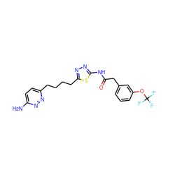 Nc1ccc(CCCCc2nnc(NC(=O)Cc3cccc(OC(F)(F)F)c3)s2)nn1 ZINC000169698520