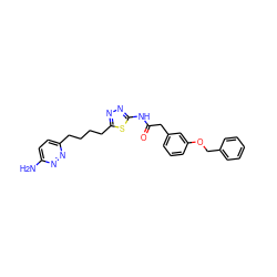 Nc1ccc(CCCCc2nnc(NC(=O)Cc3cccc(OCc4ccccc4)c3)s2)nn1 ZINC000169698282