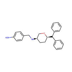 Nc1ccc(CN[C@@H]2CC[C@H](C(c3ccccc3)c3ccccc3)OC2)cc1 ZINC000035821094